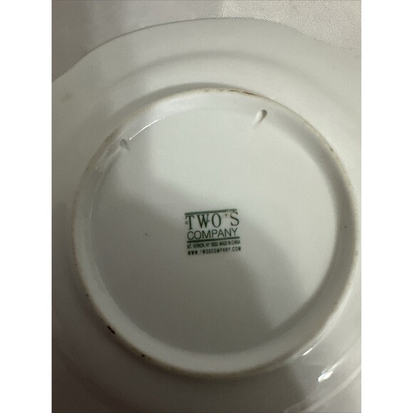 Two’s Company Blue Flowers Green Leaves 6" Decorative Gold Trim Plate - Picture 7 of 8